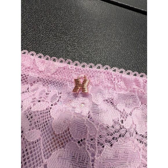 NWT Savage X Fenty Pink Floral Lace High Leg Brazilian Women's 2X - Picture 3 of 6